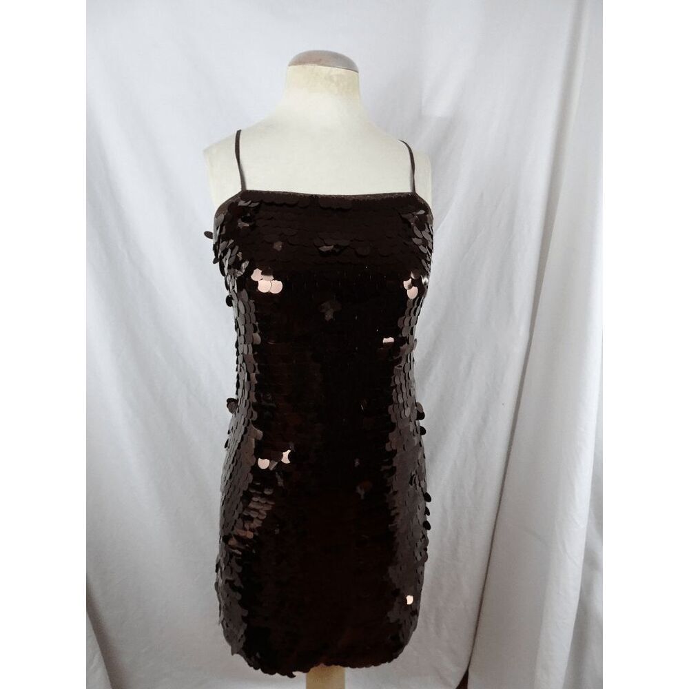 A New Day Women Brown Sequin Dress Size S